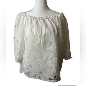Sweet Rain Off Shoulder Lace Top Lined 3/4 Sleeve Size XL